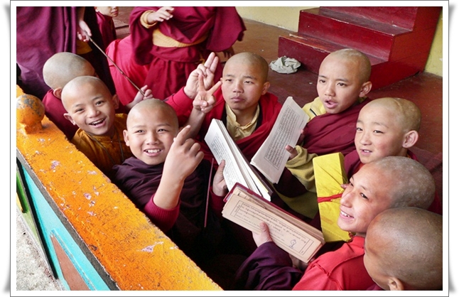 Young monks at playful mood